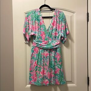 Lilly Pulitzer Vibrant Pink and Green Patterned Fabric